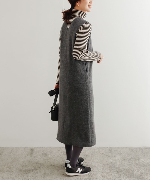 URBAN RESEARCH DOORS（アーバンリサーチドアーズ）の「ウール混カットジャンパースカート（ワンピース・レディース・ライトベージュ/ブラック/グレー・MEDIUM）」の10枚目の写真