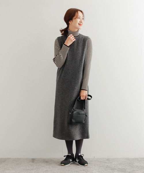 URBAN RESEARCH DOORS（アーバンリサーチドアーズ）の「ウール混カットジャンパースカート（ワンピース・レディース・ライトベージュ/ブラック/グレー・MEDIUM）」の13枚目の写真