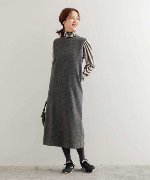 URBAN RESEARCH DOORS（アーバンリサーチドアーズ）の「ウール混カットジャンパースカート（ワンピース・レディース・ライトベージュ/ブラック/グレー・MEDIUM）」の14枚目の写真