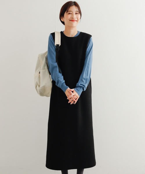 URBAN RESEARCH DOORS（アーバンリサーチドアーズ）の「ウール混カットジャンパースカート（ワンピース・レディース・ライトベージュ/ブラック/グレー・MEDIUM）」の20枚目の写真