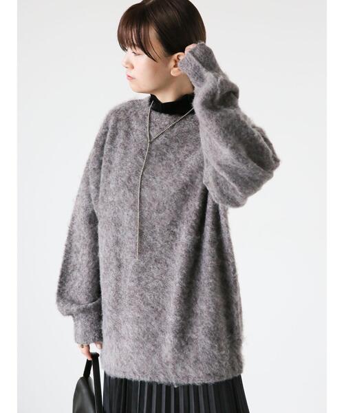 Lugnoncure（ルノンキュール）の「起毛プルオーバーニット（ニット/セーター・レディース・ブルー/チャコールグレー/オレンジ/ベージュ・F）」の2枚目の写真