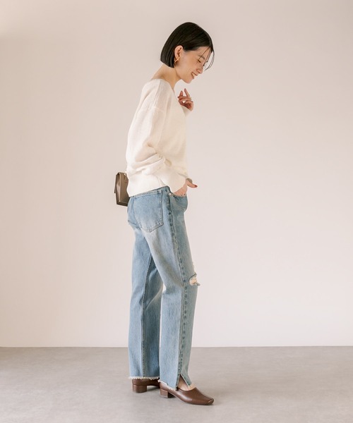 RIVE DROITE（リヴドロワ）の「MONN.:.（モン）/ブロークンストレートデニム（デニムパンツ・レディース・ブルー・34/36/38/40）」の14枚目の写真