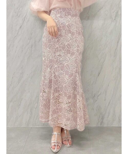 dazzlin（ダズリン）の「レースカラーナロースカート（スカート・レディース・オフホワイト/パープル/グレー・MEDIUM/SMALL）」の3枚目の写真