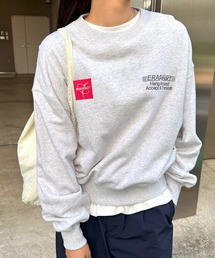 トレーナー スウェット ドローストリング＆ロゴエンブロイダリー クロップド スウェットシャツ レディース ANME トレーナー スウェット ANMEエンブロイダリーロゴ裏毛