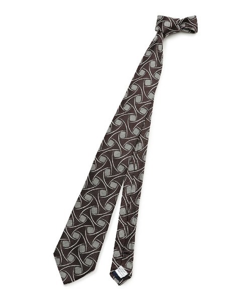 Perfect Suit FActory(パーフェクトスーツファクトリー)の「シルクリネン デザインネクタイ ブラウン/ネイビー(ネクタイ・メンズ・ブラウン/ネイビー・FREE)」の4枚目の写真