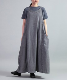 [OMNIGOD womens / オムニゴッド] ヒッコリーノースリーブワンピース