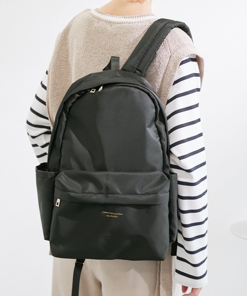 ROPE' PICNIC(ロペピクニック)の「A4対応・撥水加工/リサイクルポリエステルツイルリュック(バックパック/リュック・レディース・ブラック/チャコールグレー/ベージュ/ブルー系その他5/ベージュ系その他・FREE)」の2枚目の写真