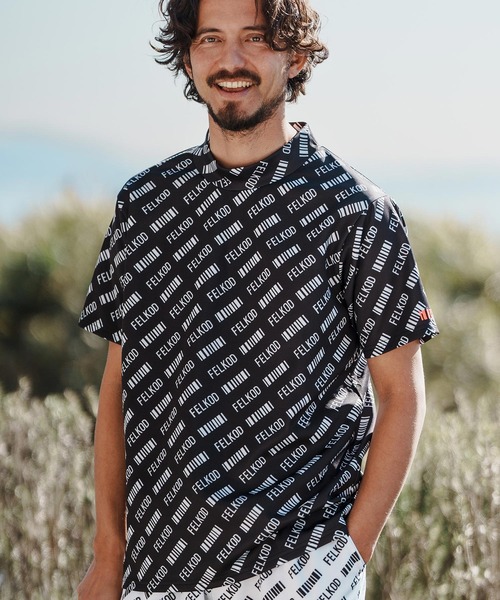 felkod(フィルコッド)の「mt8838- All Over Barcode Logo Mock Neck Tee Tシャツ(Tシャツ/カットソー・メンズ・ホワイト×ブラック/ブラック×ホワイト/ホワイト×ピンク・S/M/L)」の3枚目の写真