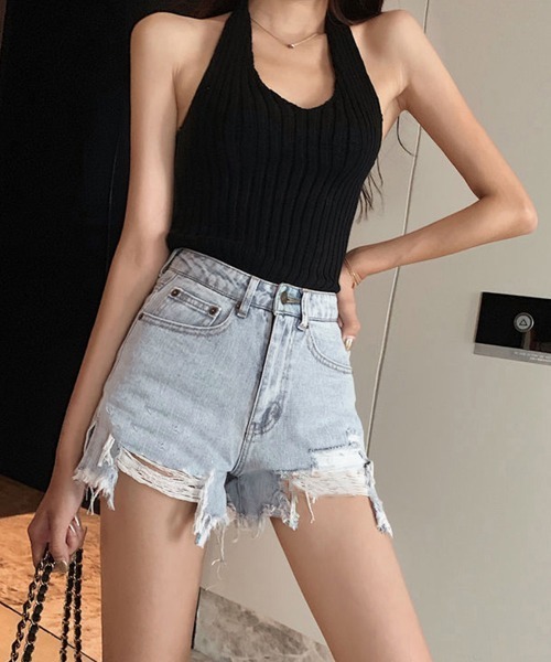 Miniministore(ミニミニストア)の「デニムショートパンツ ダメージレディース(デニムパンツ・レディース・サックスブルー・M/XL/L/S)」の19枚目の写真