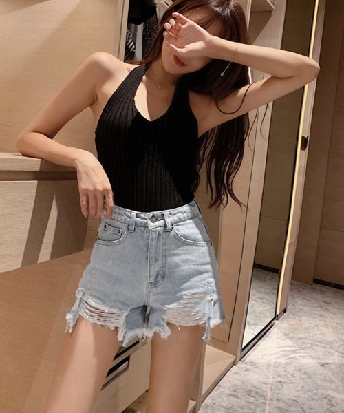 Miniministore(ミニミニストア)の「デニムショートパンツ ダメージレディース(デニムパンツ・レディース・サックスブルー・M/XL/L/S)」の3枚目の写真
