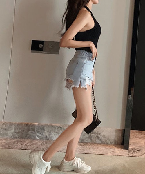 Miniministore(ミニミニストア)の「デニムショートパンツ ダメージレディース(デニムパンツ・レディース・サックスブルー・M/XL/L/S)」の7枚目の写真