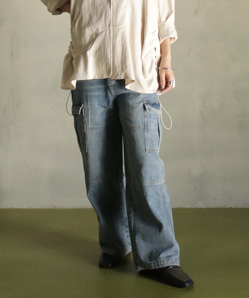 BITTOKO(ビットコ)の「イージーカーゴデニムパンツ(カーゴパンツ・レディース・ブルー・SMALL/MEDIUM)」の4枚目の写真