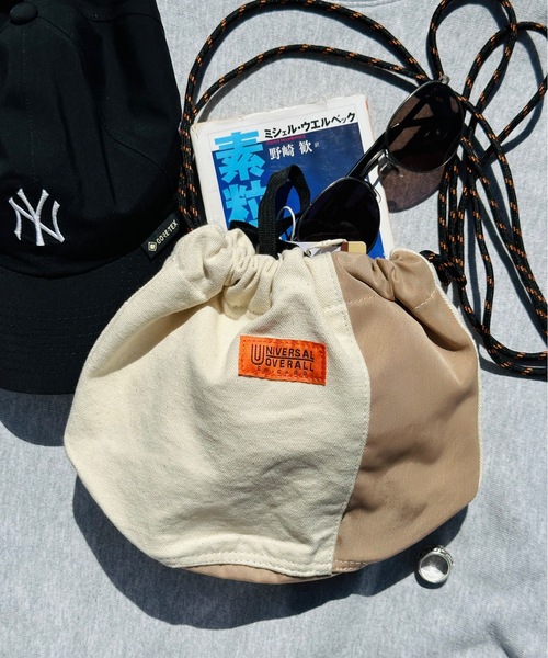 UNIVERSAL OVERALL（ユニバーサルオーバーオール）の「UNIVERSAL OVERALL / UO 2素材切替ドローストリング / UVO-179（ショルダーバッグ・レディース・ベージュ/オレンジ/カーキ・ONESIZE）」の16枚目の写真