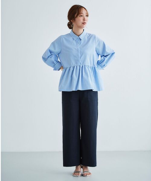 le.coeur blanc(ルクールブラン)の「ギャザーペプラムシャツ(シャツ/ブラウス・レディース・オフホワイト/ブルー系その他3・38)」の11枚目の写真
