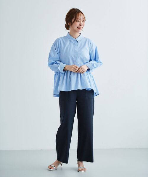 le.coeur blanc(ルクールブラン)の「ギャザーペプラムシャツ(シャツ/ブラウス・レディース・オフホワイト/ブルー系その他3・38)」の12枚目の写真