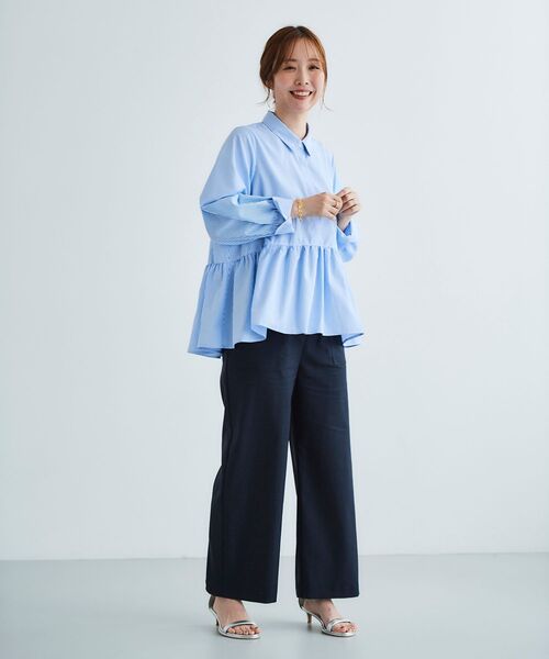 le.coeur blanc(ルクールブラン)の「ギャザーペプラムシャツ(シャツ/ブラウス・レディース・オフホワイト/ブルー系その他3・38)」の14枚目の写真