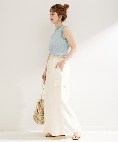 B.C STOCK（ベーセーストック）の「ドロストカーゴスカート（スカート・レディース・ブラック/カーキ/ホワイト・FREE）」の13枚目の写真