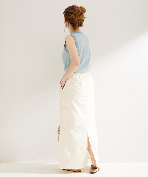 B.C STOCK（ベーセーストック）の「ドロストカーゴスカート（スカート・レディース・ブラック/カーキ/ホワイト・FREE）」の14枚目の写真