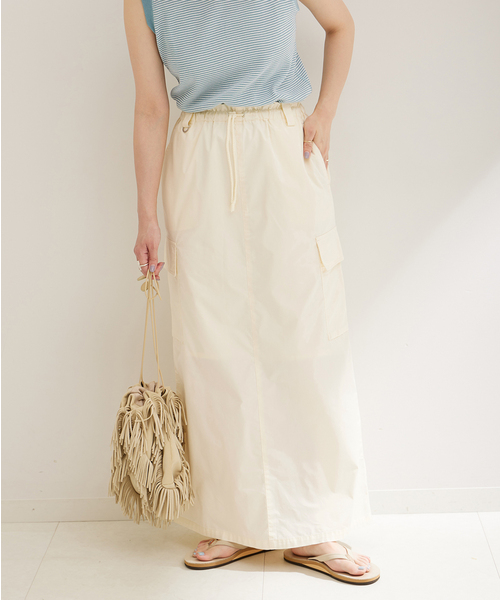 B.C STOCK（ベーセーストック）の「ドロストカーゴスカート（スカート・レディース・ブラック/カーキ/ホワイト・FREE）」の16枚目の写真