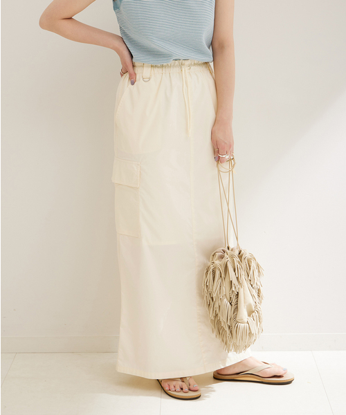 B.C STOCK（ベーセーストック）の「ドロストカーゴスカート（スカート・レディース・ブラック/カーキ/ホワイト・FREE）」の19枚目の写真