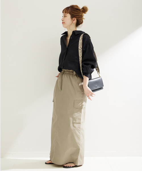 B.C STOCK（ベーセーストック）の「ドロストカーゴスカート（スカート・レディース・ブラック/カーキ/ホワイト・FREE）」の21枚目の写真