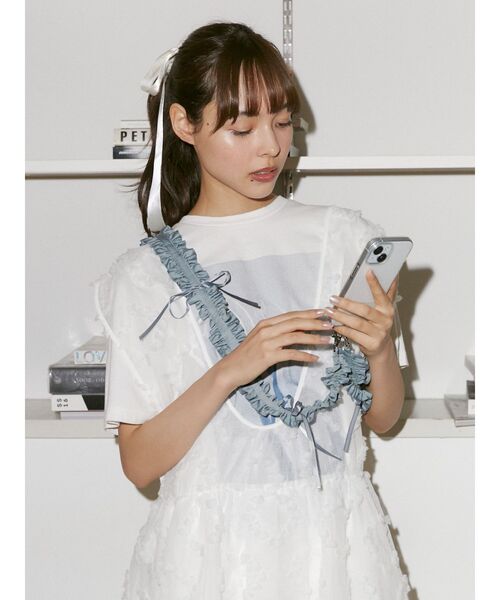 merry jenny（メリージェニー）の「フリルリボンマルチストラップ（スマホグッズ・レディース・ブルー/ブラック/オフホワイト/ピンク・FREE）」の16枚目の写真