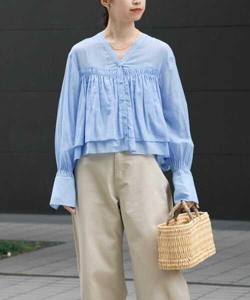 URBAN RESEARCH（アーバンリサーチ）の「コットンボイルフリルブラウス（シャツ/ブラウス・レディース・ブルー/ブラック/ホワイト/ベージュ系その他・FREE）」の18枚目の写真