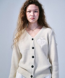 RACCOON BLENDED CARDIGAN V NECK SPADE / ラクーン ブレンド カーディガン Vネック スペード