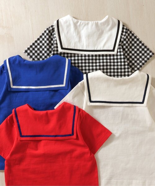 apres les cours(アプレレクール)の「カラフルセーラーカラーTシャツ(Tシャツ/カットソー・キッズ・ブラック/ブルー/オフホワイト/レッド・80/90/100/110/120/130/140)」の8枚目の写真