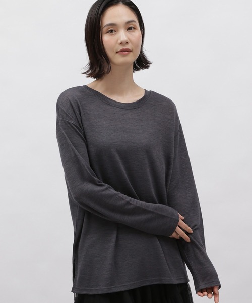 LAKOLE（ラコレ）の「スラブシアー長袖T / 113788（Tシャツ/カットソー・レディース・オフホワイト/チャコールグレー/ブルー・SMALL/MEDIUM）」の3枚目の写真