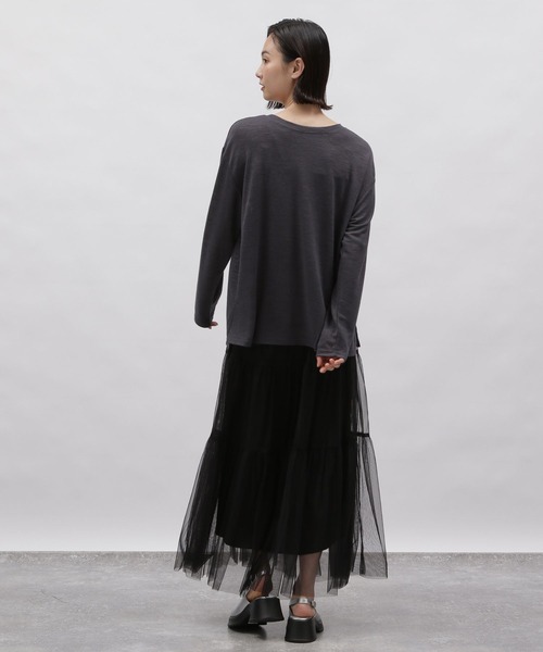 LAKOLE（ラコレ）の「スラブシアー長袖T / 113788（Tシャツ/カットソー・レディース・オフホワイト/チャコールグレー/ブルー・SMALL/MEDIUM）」の13枚目の写真