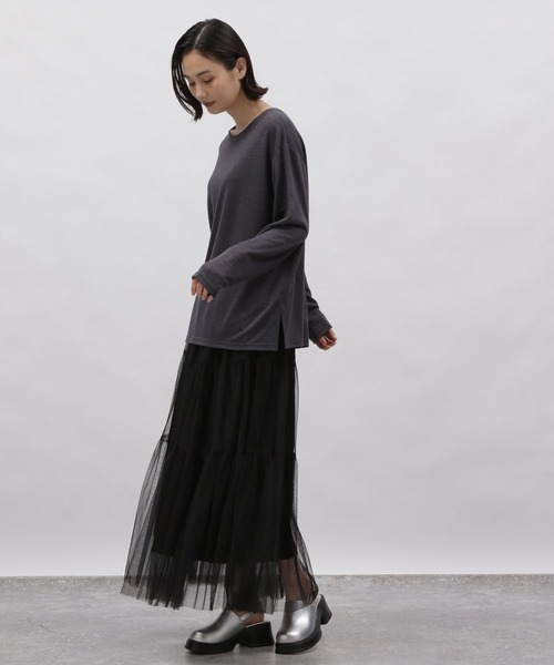 LAKOLE（ラコレ）の「スラブシアー長袖T / 113788（Tシャツ/カットソー・レディース・オフホワイト/チャコールグレー/ブルー・SMALL/MEDIUM）」の14枚目の写真