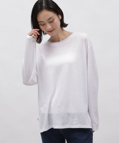 LAKOLE（ラコレ）の「スラブシアー長袖T / 113788（Tシャツ/カットソー・レディース・オフホワイト/チャコールグレー/ブルー・SMALL/MEDIUM）」の9枚目の写真