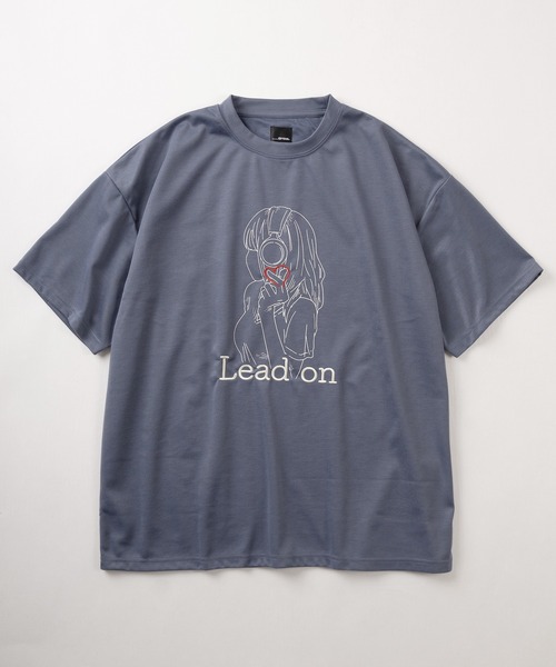 make a ray!（メイク ア レイ！）の「【0】ハート刺繍＆ガールイラスト LOVE MUSIC  ビッグシルエット プリントTシャツ/接触冷感（Tシャツ/カットソー・レディース・チャコールグレー/ホワイト/ブルー系その他/ダークグレー/オフホワイト/ブルー・L/M）」の12枚目の写真