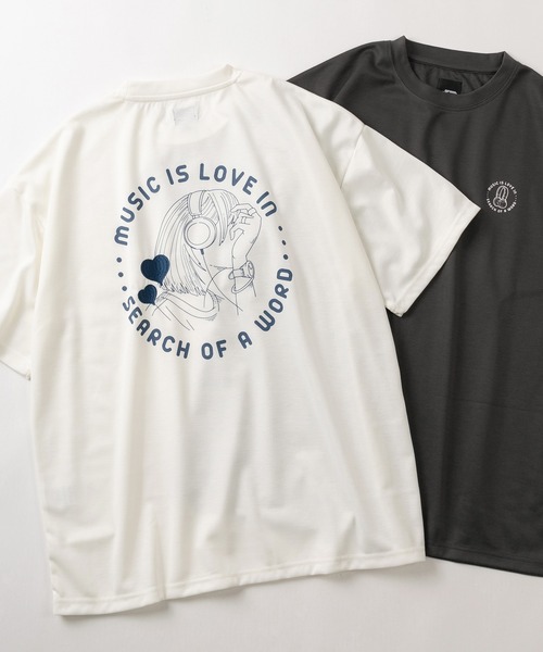 make a ray!（メイク ア レイ！）の「【0】ハート刺繍＆ガールイラスト LOVE MUSIC  ビッグシルエット プリントTシャツ/接触冷感（Tシャツ/カットソー・レディース・チャコールグレー/ホワイト/ブルー系その他/ダークグレー/オフホワイト/ブルー・L/M）」の22枚目の写真