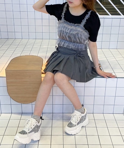 abc une face（アーベーセーアンフェイス）の「チュールビスチェ+カットソー（Tシャツ/カットソー・レディース・ダークグレー/ホワイト/ブラック・FREE）」の15枚目の写真