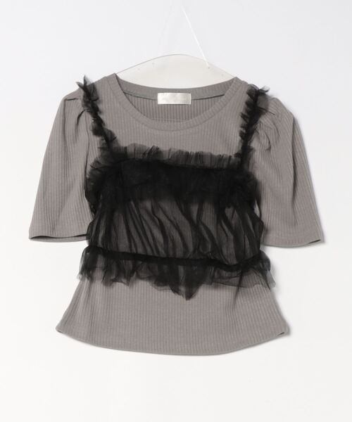 abc une face（アーベーセーアンフェイス）の「チュールビスチェ+カットソー（Tシャツ/カットソー・レディース・ダークグレー/ホワイト/ブラック・FREE）」の19枚目の写真