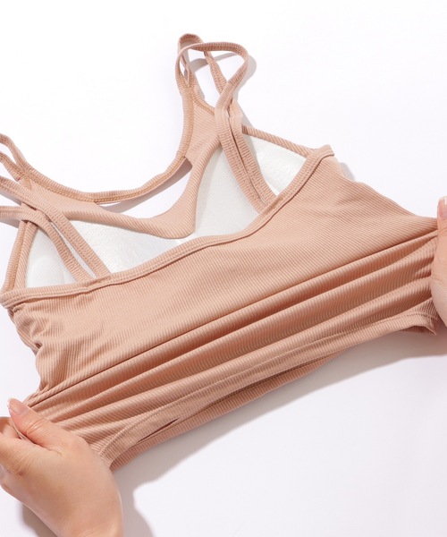 Lace Ladies(レースレディース)の「ダブルストラップ カットアウト コンパクト カップ付き キャミソール(キャミソール・レディース・グレー/ブラック/モカ/ホワイト・FREE)」の11枚目の写真