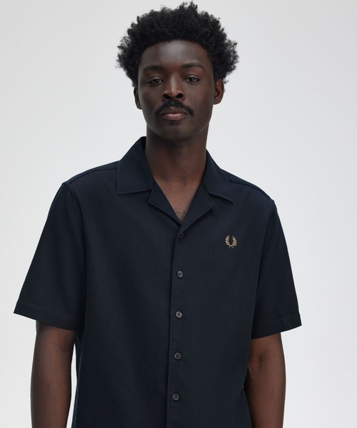 FRED PERRY REVERE SHIRT リバーシャツ（F8574） Linen Blend Revere Collar Shirt(L 760：LIGHT ECRU): | FRED