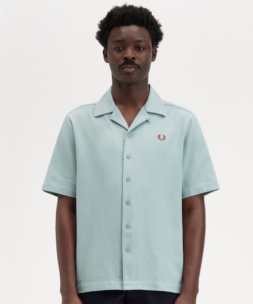 セール】Pique Texture Revere Collar Shirt／ピケテクスチャー