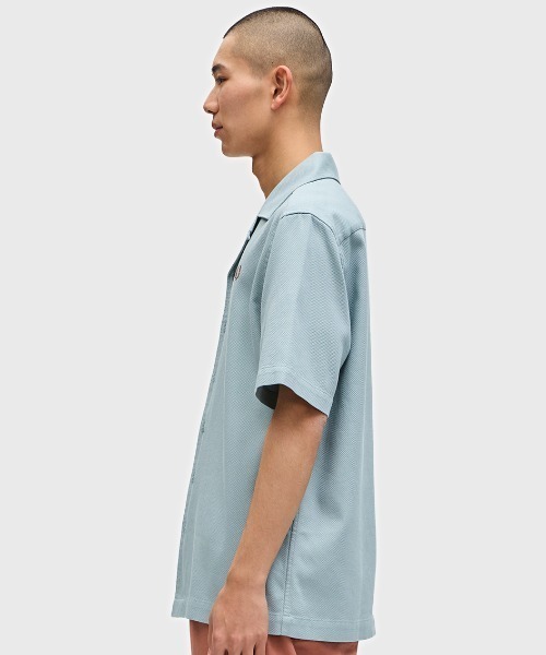 セール】Pique Texture Revere Collar Shirt／ピケテクスチャー