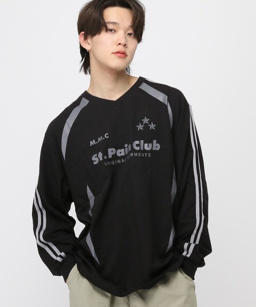 SAINTPAIN(セイントペイン)の「【UNISEX】SAINTPAIN/M.M.C ラインロングスリーブT 2121553(Tシャツ/カットソー・レディース・ブラック/チャコール・MEDIUM/LARGE)」の2枚目の写真