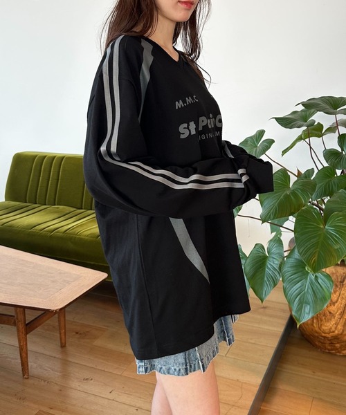 tシャツ 「UNISEX」SAINTPAIN／Ｍ.Ｍ.Ｃ ラインロングスリーブＴ  2121553 レディース メンズ セール】【UNISEX】SAINTPAIN／M.M.C ラインロングスリーブT