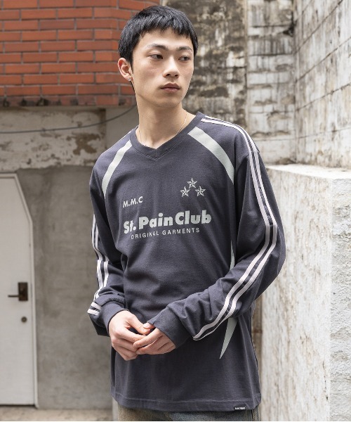 tシャツ 「UNISEX」SAINTPAIN／Ｍ.Ｍ.Ｃ ラインロングスリーブＴ  2121553 レディース メンズ セール】【UNISEX】SAINTPAIN／M.M.C ラインロングスリーブT