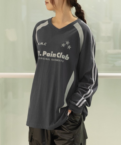 tシャツ 「UNISEX」SAINTPAIN／Ｍ.Ｍ.Ｃ ラインロングスリーブＴ  2121553 レディース メンズ セール】【UNISEX】SAINTPAIN／M.M.C ラインロングスリーブT