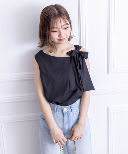 clear（クリア）の「肩リボンノースリーブブラウス[大人 フェミニン ベレエコア]≪再入荷≫（シャツ/ブラウス・レディース・ブラック/アイボリー・F）」の11枚目の写真