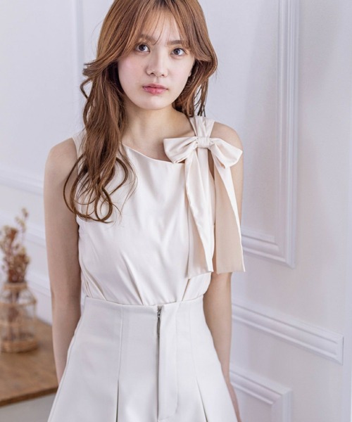 clear（クリア）の「肩リボンノースリーブブラウス[大人 フェミニン ベレエコア]≪再入荷≫（シャツ/ブラウス・レディース・ブラック/アイボリー・F）」の16枚目の写真