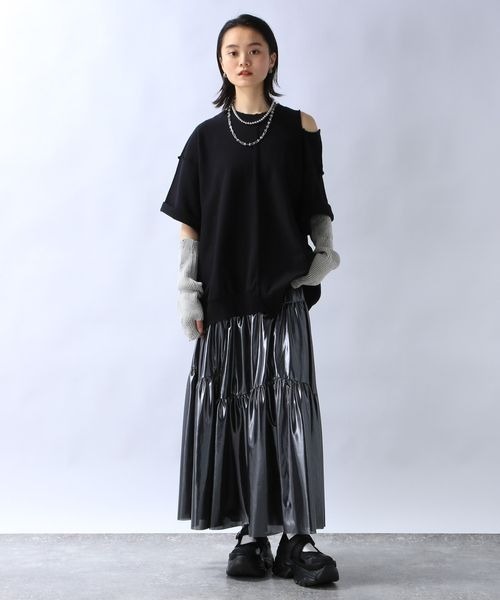 JEANASIS（ジーナシス）の「ダメージリブアームカバー/113033（アームカバー・レディース・グレー/ピンク/ブラック・FREE）」の4枚目の写真