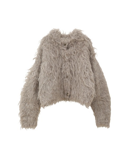 CLANE（クラネ）の「CLANE/クラネ/SHAGGY SHORT KNIT CARDIGAN（カーディガン/ボレロ・レディース・チャコールグレー/ベージュ/ピンク・1）」の2枚目の写真