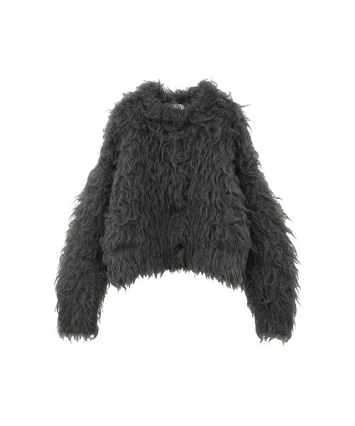 CLANE（クラネ）の「CLANE/クラネ/SHAGGY SHORT KNIT CARDIGAN（カーディガン/ボレロ・レディース・チャコールグレー/ベージュ/ピンク・1）」の4枚目の写真